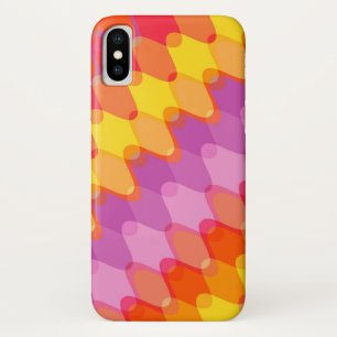 Funky Waves Red Pink Purple Retro Mod Art Pattern iPhone X Case