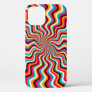 Funky wavy multicolored sunburst background art. 7 iPhone 12 case
