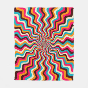 Funky wavy multicolored sunburst background art. 7 fleece blanket