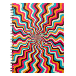 Funky wavy multicolored sunburst background art. 7 notebook