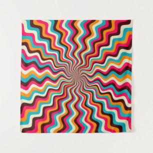 Funky wavy multicolored sunburst background art. 7 tapestry
