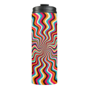 Funky wavy multicolored sunburst background art. 7 thermal tumbler