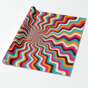 Funky wavy multicolored sunburst background art. 7 wrapping paper
