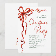 Funky Whimsical Christmas Red Bow Holiday Party