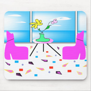 Funky Whimsical Colourful Miami, Graphic Mouse Mat