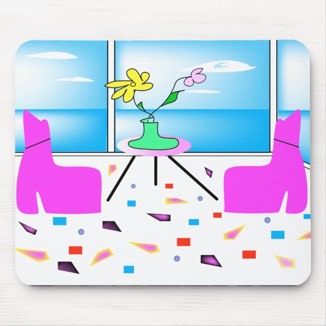 Funky Whimsical Colourful Miami, Graphic Mouse Mat (Front)