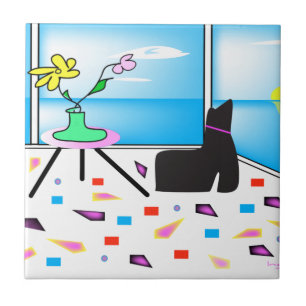 Funky Whimsical Colourful Miami, Graphic Tile