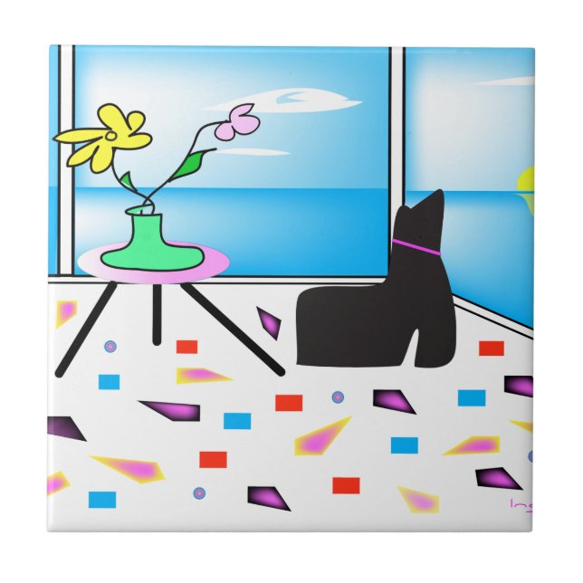 Funky Whimsical Colourful Miami, Graphic Tile (Front)