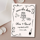 Funky Whimsical Hand Drawn Wedding Save The Date<br><div class="desc">Set the tone for your wedding with this whimsical hand-drawn save the date photo card! Featuring delicate, artistic details and a personalised photo, this design beautifully blends creativity and charm. The soft, elegant typography enhances the romantic theme, while the customisable details ensure it aligns perfectly with your special day. Ideal...</div>