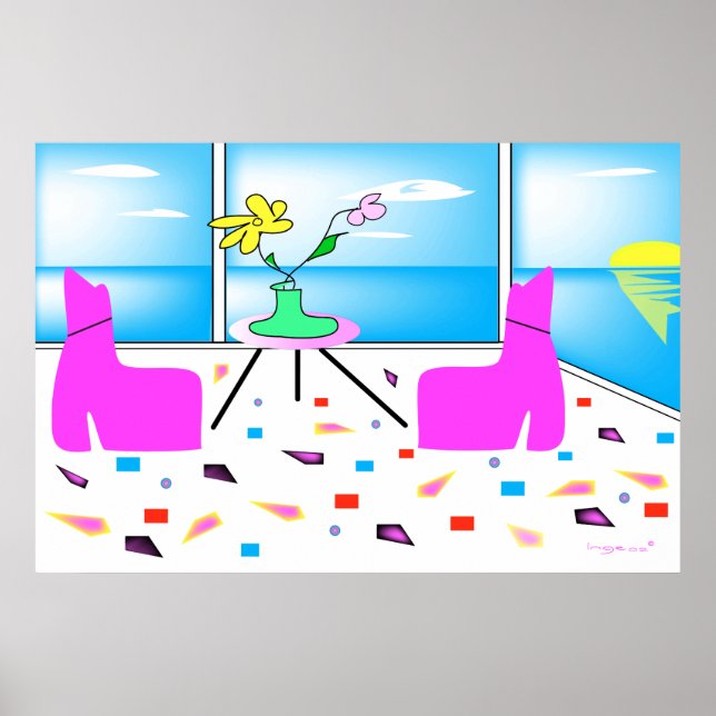 Funky Whimsical Miami Colorful Poster (Front)