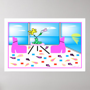 Funky Whimsical Miami Colourful Poster