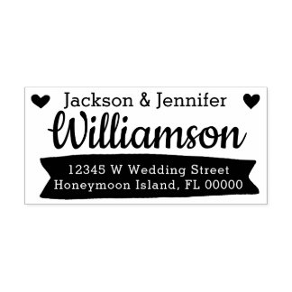 Funky Whimsical Wedding Bride and Groom Address Self-inking Stamp