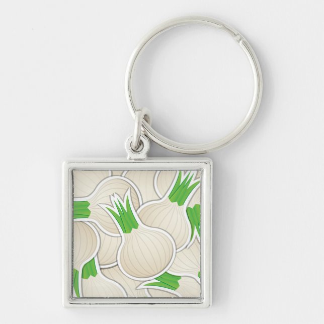 Funky white onions key ring (Front)