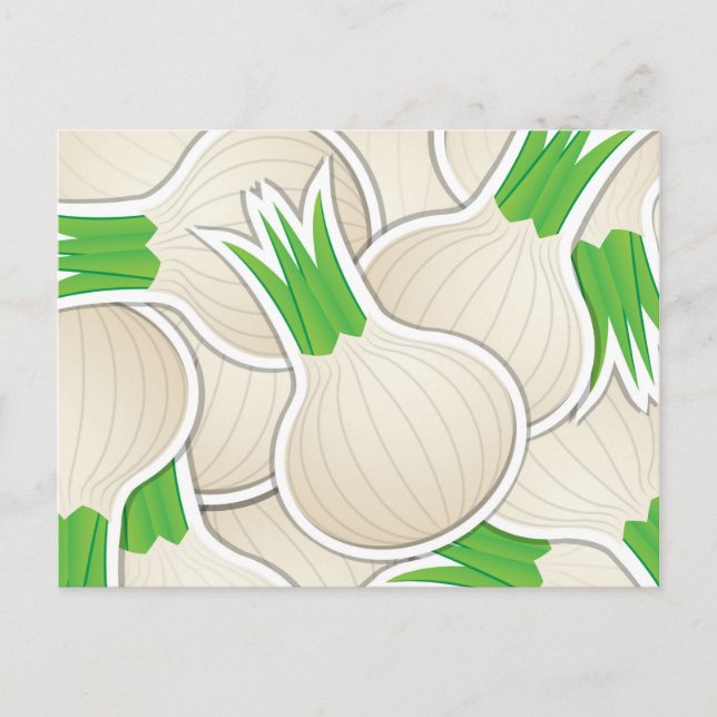 Funky white onions postcard (Front)