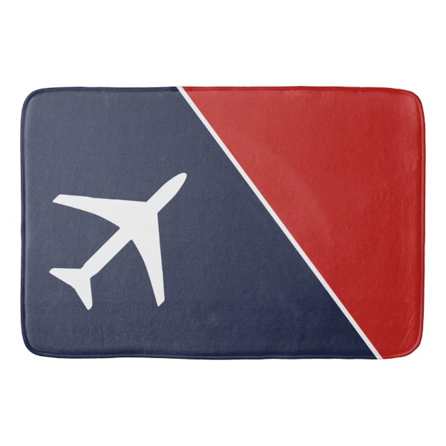 Funky White Plane Aeroplane Pilot Aviation Bath Mat (Front)