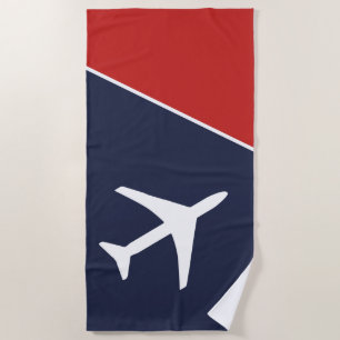 Funky White Plane Aeroplane Pilot Aviation Beach Towel