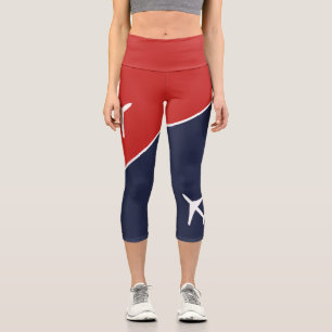 Funky White Plane Aeroplane Pilot Aviation Capri Leggings