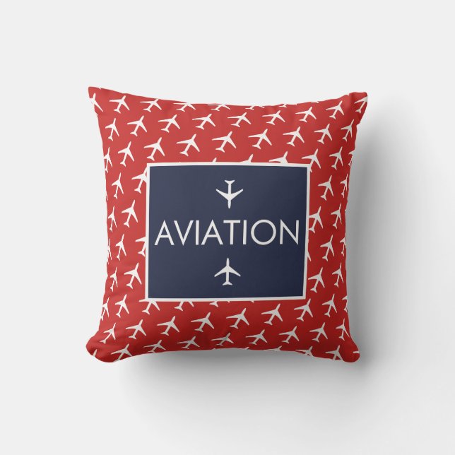 Funky White Plane Aeroplane Pilot Aviation Cushion (Front)
