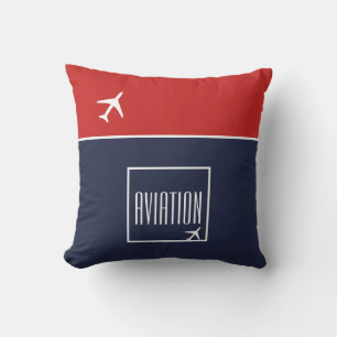 Funky White Plane Aeroplane Pilot Aviation Cushion