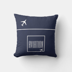 Funky White Plane Aeroplane Pilot Aviation Cushion