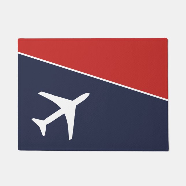 Funky White Plane Aeroplane Pilot Aviation Doormat (Front)