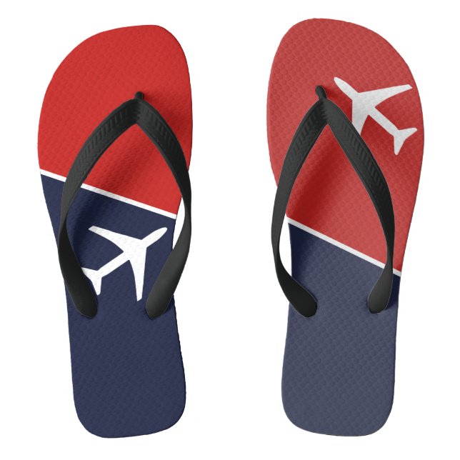 Funky White Plane Aeroplane Pilot Aviation Flip Flops (Footbed)