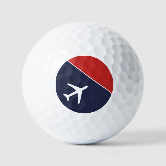 Funky White Plane Aeroplane Pilot Aviation Golf Balls (Front)