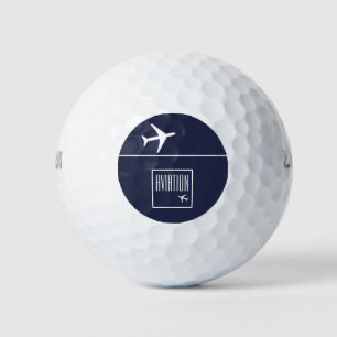 Funky White Plane Aeroplane Pilot Aviation Golf Balls