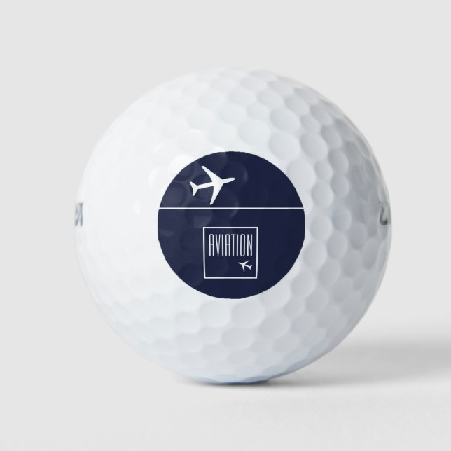 Funky White Plane Aeroplane Pilot Aviation Golf Balls (Front)