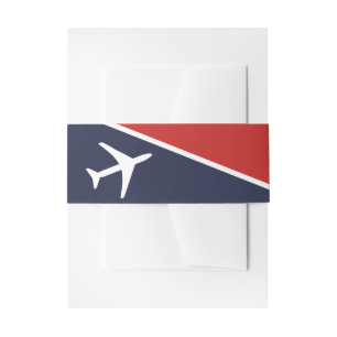 Funky White Plane Aeroplane Pilot Aviation Invitation Belly Band