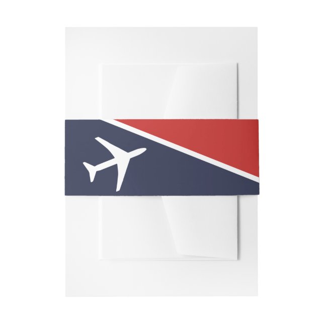 Funky White Plane Aeroplane Pilot Aviation Invitation Belly Band (Front Example)