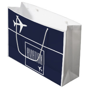 Funky White Plane Aeroplane Pilot Aviation Large Gift Bag