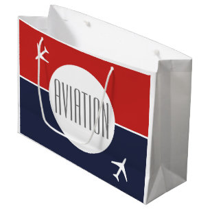 Funky White Plane Aeroplane Pilot Aviation Large Gift Bag