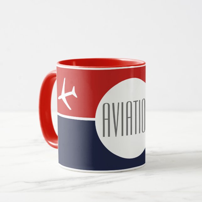 Funky White Plane Aeroplane Pilot Aviation Mug (Front Left)