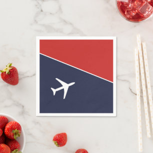 Funky White Plane Aeroplane Pilot Aviation Napkin