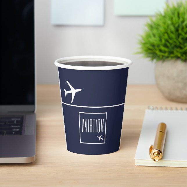 Funky White Plane Aeroplane Pilot Aviation Paper Cups (Insitu)