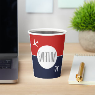 Funky White Plane Aeroplane Pilot Aviation Paper Cups