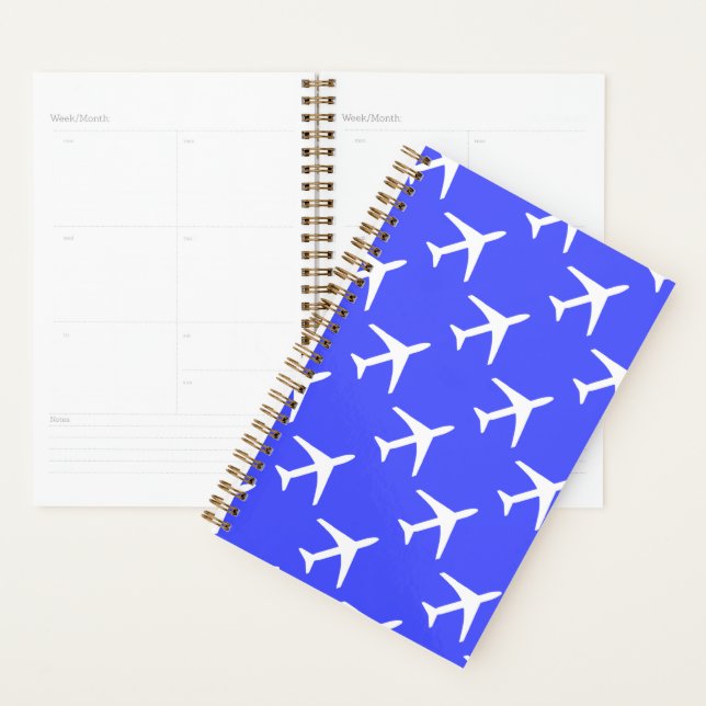 Funky White Plane Aeroplane Pilot Aviation Planner (Display)