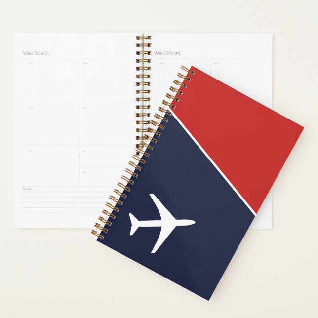 Funky White Plane Aeroplane Pilot Aviation Planner (Display)