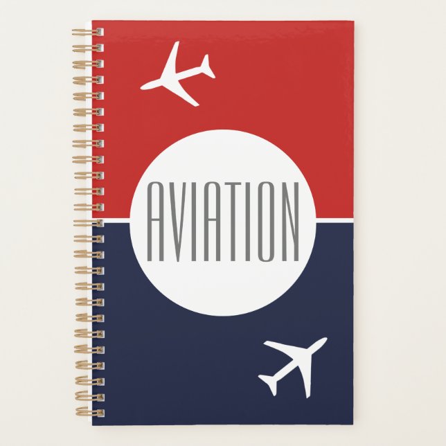 Funky White Plane Aeroplane Pilot Aviation Planner (Front)