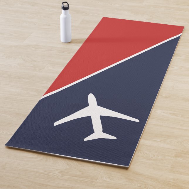 Funky White Plane Aeroplane Pilot Aviation Yoga Mat (In Situ)