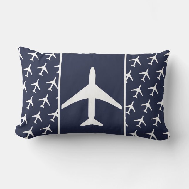 Funky White Plane Aeroplane Pilot Flying Cushion (Front)