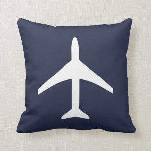 Funky White Plane Aeroplane Pilot Flying Cushion