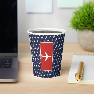 Funky White Plane Aeroplane Pilot Flying Paper Cups