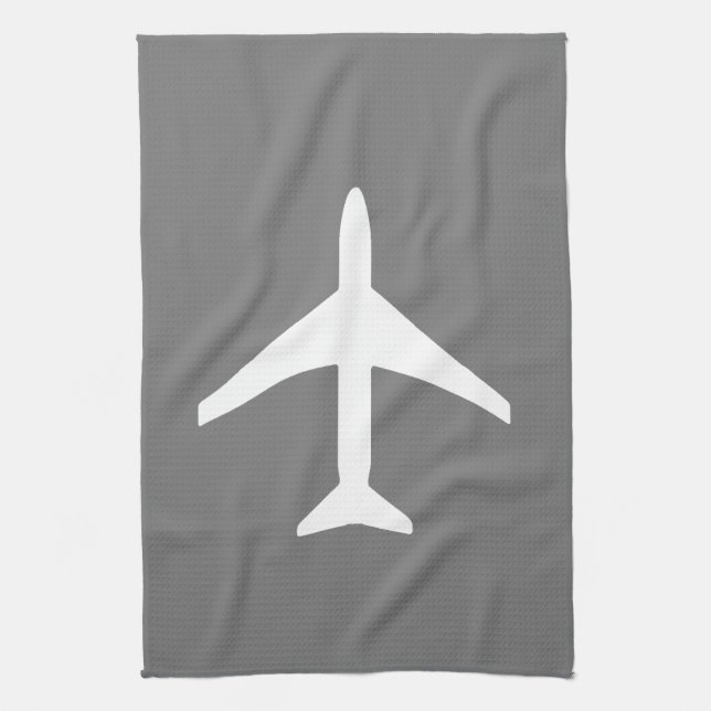 Funky White Plane Aeroplane Pilot Flying Tea Towel (Vertical)