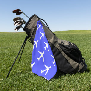 Funky White Plane Airplane Pilot Aviation Golf Towel