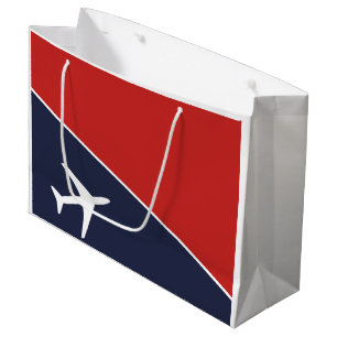 Funky White Plane Airplane Pilot Aviation Large Gift Bag