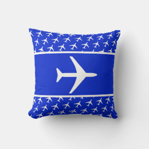 Funky White Plane Airplane Pilot Flying Cushion