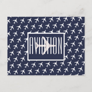 Funky White Plane Pilot Aviation Postcard