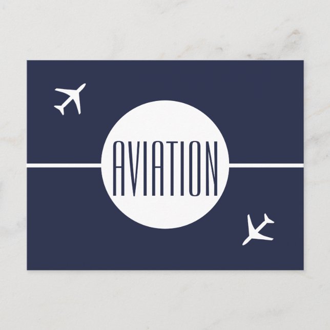 Funky White Plane Pilot Aviation Postcard (Front)
